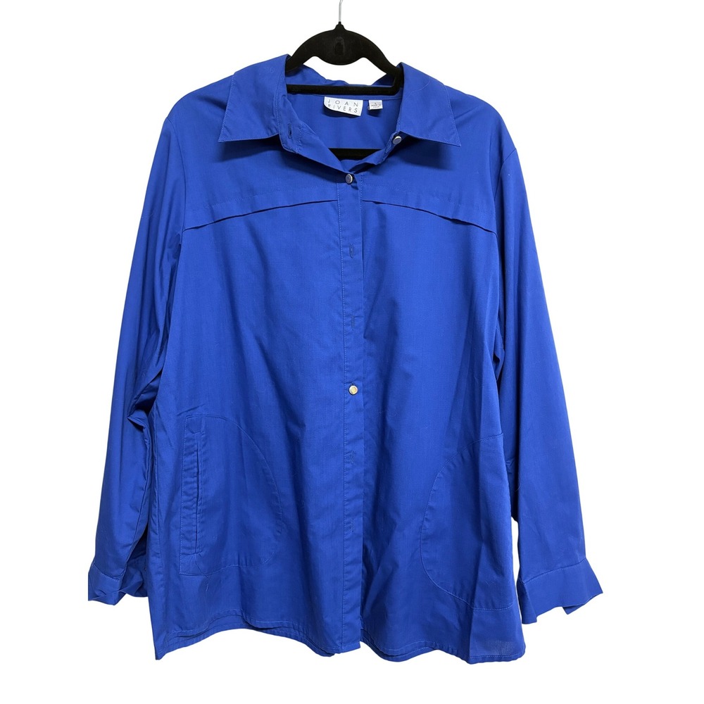 Joan Rivers Blue Long Sleeve Collar Button-Down Blouse Women's‎ Size L